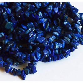Lasuriidi (Lapis Lazuli) chipsid 4-10mm looduslik, värvitud tumesinine, nööril u 42 cm - 1 tk