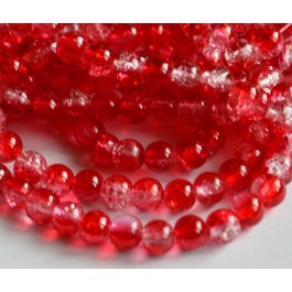 Mõraline ümar klaashelmes 6mm punane-valge, ava 1,3-1,6mm,  10 tk