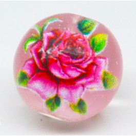 Lilleline klaashelmes 10~10.5x9.5mm, ava 1.4mm, roosakas, läbipaistev, 1 tk