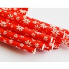 Jõupaberist jõuluteemalised Joogikõrred 19,7x0,6cm keskkonnasõbralikud, biolagunevad, punane/valge, pakis 25 tk 
