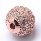 Messingist tsirkoonidega ümar metallhelmes 6mm, värv roosa-kuldne, ava 1,5mm, pakis 1 tk