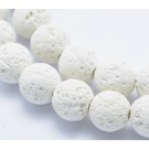 Laavakivi 8-8,5mm sünteetiline kivi, värvitud valge, ava 1,2mm, pakis 10 tk