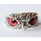 Metallist sõrmus Öökull punaste silmadega, reguleeritav suurus, pakis 1 tk
