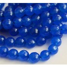 Jadeiit 10mm ümar, looduslik, lihvitud, värvitud sinine, ava 1,5mm,  1 tk