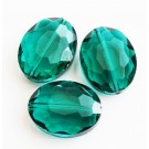 Lihvitud ovaalne klaashelmes 16x20mm emerald roheline, 1 tk