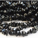Obsidiani chipsid 5-10mm must, looduslik, nööril u 42cm, 1 tk  