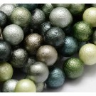 Teokarbist valmistatud pärl 9-10mm matt, heleroheline-hallikaspruun- hallikassinine-hall, 10 tk