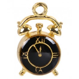 Металлический кулон Часы 21х12мм золото/черный, в упаковке 1 шт.