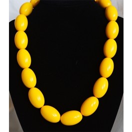Акриловое ожерелье длина 54см, бусы 29x18мм, желтый,  1 шт.  Невозможно отправит с обычном- или заказным макси-письмом.