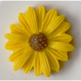 Кабошон акриловый цветок  22x7мм желтый, 1 шт.
