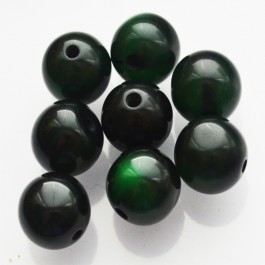 Бусины из смолы 13х14мм  черная-зелёная, 1 шт.