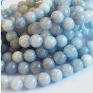 Халцедон натуральный камень 8-8,5мм, окрашенный в небесно-голубой цвет, отверстие 1мм, 10 шт. упаковка