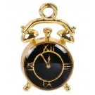 Металлический кулон Часы 21х12мм золото/черный, в упаковке 1 шт.