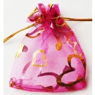 Подарочный мешок 9х7cм органза, розово-фиолетовый/золотой, в упаковке 5 шт.