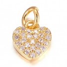 Кулон из латуни Сердце 9х8мм цвгт золото, с цирконами, в упаковке 1 шт.