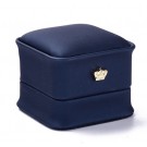 Подарочная коробка 5,9х5,9х5см, обтянутая искусственной кожей темно-синего цвета, украшенная золотой короной из акрила, подходит для кольца, в упаковке 1 шт.