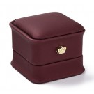 Подарочная коробка 5,9х5,9х5см, обтянутая темно-красной искусственной кожей, украшенная золотой короной из акрила, подходит для кольца, в упаковке 1 шт.