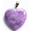 Кварцевый кулон Сердце 27х25мм натуральный камень, окрашенный в фиолетовый цвет, крючок из латуни с платиновым напылением, в упаковке 1 шт.