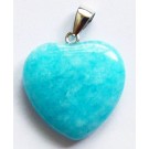Кварцевая подвеска Сердце 27x25мм натуральный камень, окрашенный в голубой цвет, крючок из латуни с платиновым напылением, 1 шт. в упаковке