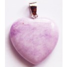 Кварцевая подвеска Сердце 27x25мм натуральный камень, окрашенный в светло-фиолетовый цвет, крючок из латуни с платиновым напылением, в упаковке 1 шт.