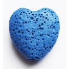 Лавовый камень 20х20мм Сердце синтетический камень синий, отв. 1мм, в упаковке 1 шт.