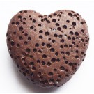 Лавовый камень 20х20мм Сердце синтетический камень коричневый отв. 1мм, в упаковке 1 шт.