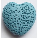 Лавовый камень 20х20мм Синтетический камень Сердце, синий, отв. 1мм, в упаковке 1 шт.