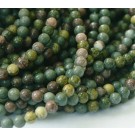 Дендрит Яшма натуральный камень 4мм цвет  серо-зеленый отв. 0.8мм, в упаковке 20 шт.