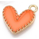 Металлический кулон Сердце 14х14мм оранжевый, в упаковке 1 шт.