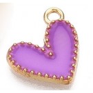 Металлический кулон Сердце 14х14мм фиолетовый, в упаковке 1 шт.