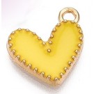 Металлический кулон Сердце 14х14мм желтый, в упаковке 1 шт.