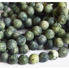 Китайский жадеит 10мм натуральный камень матовый темно-зеленый отв. 1,2мм, 10 шт в упаковке