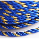 Декоративный шнур 4мм синий-золотой, 1 м