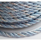Декоративный шнур 4мм голубой-серебренный, 1 м