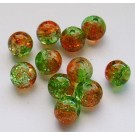 Mõraline klaashelmes  roheline-oranž  6mm, 10 tk