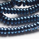 Стеклянная бусина рондель жемчужная 8х4мм цвет тёмно синий, 10 шт.