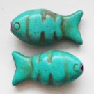 Бирюза  Рыбка  25х12мм синтетический камень, синий, 1 шт.