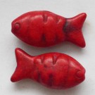 Бирюза  Рыбка  25х12мм синтетический камень, красный, 1 шт.