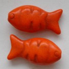 Бирюза  Рыбка  25х12мм синтетический камень оранжевый, 1 шт.