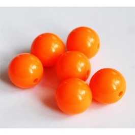 Akryylihelmi 14mm oranssi, reikä 2mm, pakkauksessa 6 kpl