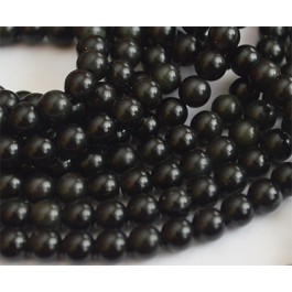 Obsidiaani 4mm luonnonkivi, musta, reikä 1,2mm, pakkaus 20 kpl