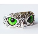 Metallisormus Pöllö vihreillä silmillä, säädettävä koko, 1 kpl per pakkaus