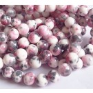 Jade 10mm luonnonkivi, värjätty valkoinen/vaaleanpunainen/harmaa, reikä 1mm, 10 kpl pakkauksessa