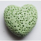 Laavakivi 20x20mm Sydän synteettinen kivi, vaaleanvihreä, reikä 1mm, 1 kpl per pakkaus