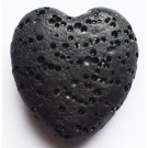Laavakivi 20x20mm Sydän synteettinen kivi, musta, reikä 1mm, 1 kpl per pakkaus
