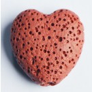 Laavakivi 20x20mm Sydän synteettinen kivi, punaruskea, reikä 1mm, 1 kpl per pakkaus