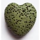 Laavakivi 20x20mm Sydän synteettinen kivi, tumma oliivinvihreä, reikä 1mm, 1 kpl per pakkaus