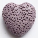 Laavakivi 20x20mm Sydän synteettinen kivi, lila/harmaa, reikä 1mm, 1 kpl per pakkaus