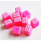 Hartsihelmi 8mm pinkki-valkoinen, reikä 1,5mm, 10 kpl