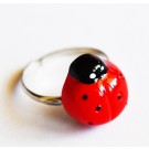 Lasten sormus Ladybug 17mm metalli-akryyli, koko säädettävissä,  1 kpl